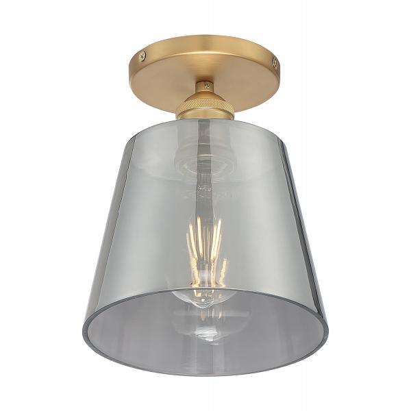 Motif - 1 Light - 7 in. - Semi-Flush Brushed Brass with Smoked Glass