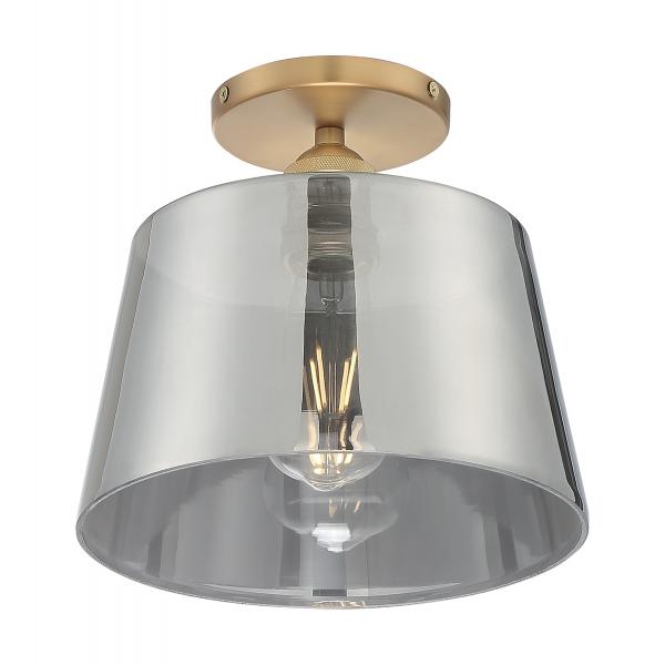 Motif - 1 Light - 10 in. - Semi-Flush Brushed Brass with Smoked Glass