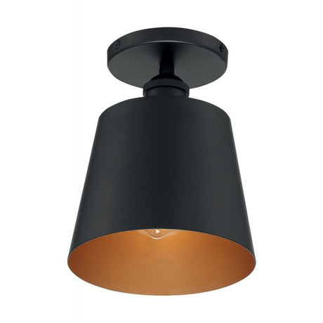 Motif - 1 Light - 7 in. - Semi-Flush Black with Gold Accent