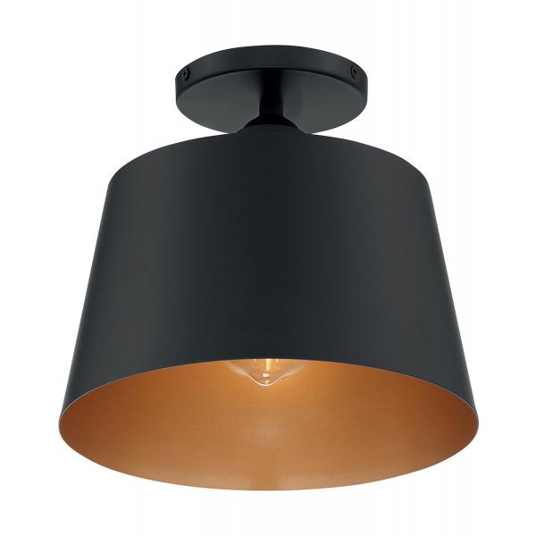 Motif - 1 Light - 10 in. - Semi-Flush Black with Gold Accent