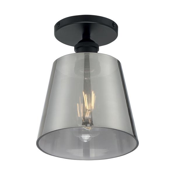 Motif - 1 Light - 7 in. - Semi-Flush Black with Smoked Glass