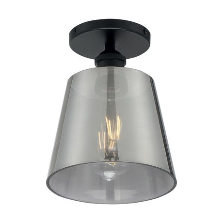 Motif - 1 Light - 7 in. - Semi-Flush Black with Smoked Glass