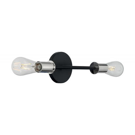 Ryder - 2 Light - Vanity Fixture - Black Finish with Polished Nickel Sockets