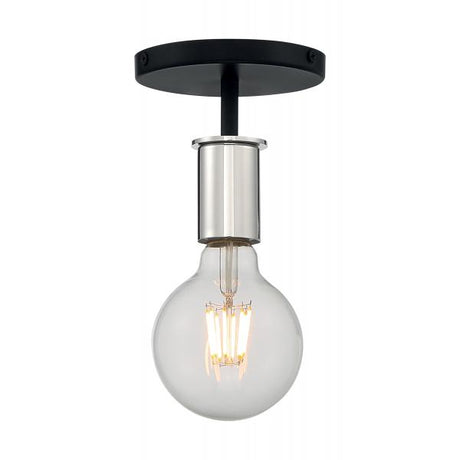 Ryder - 1 Light - Semi Flush Fixture - Black Finish with Polished Nickel Sockets