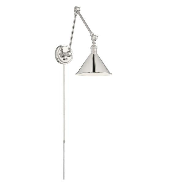 Delancey Swing Arm Lamp - Polished Nickel with Switch