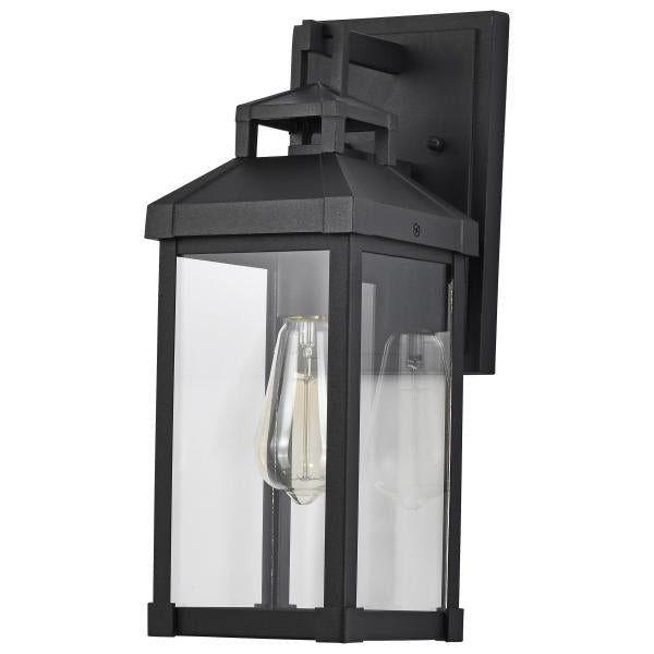 Corning - 1 Light Medium Wall Lantern - Matte Black with Clear Glass