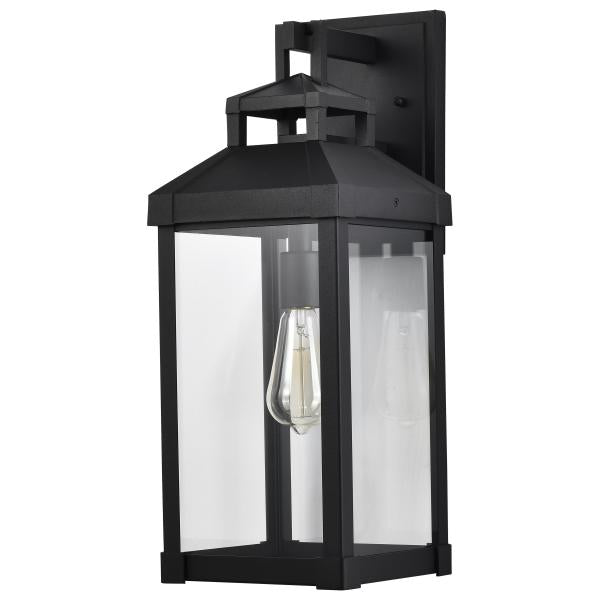 Corning - 1 Light Large Wall Lantern - Matte Black with Clear Glass