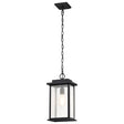 Sullivan Collection Outdoor 16 inch Hanging Light - Matte Black Finish with Clear Seeded Glass