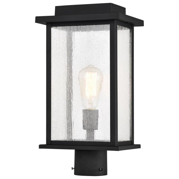 Sullivan Collection Outdoor 17 inch Post Light Pole Lantern - Matte Black Finish with Clear Seeded Glass