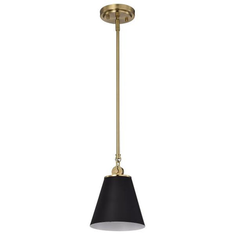 Dover - 1 Light - Small Pendant - Black with Vintage Brass