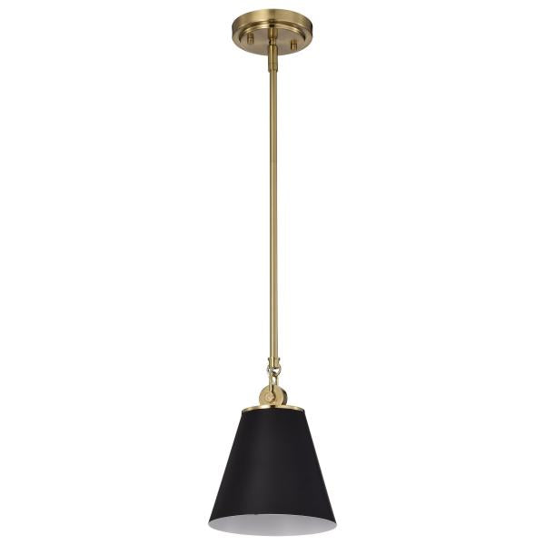 Dover - 1 Light - Small Pendant - Black with Vintage Brass