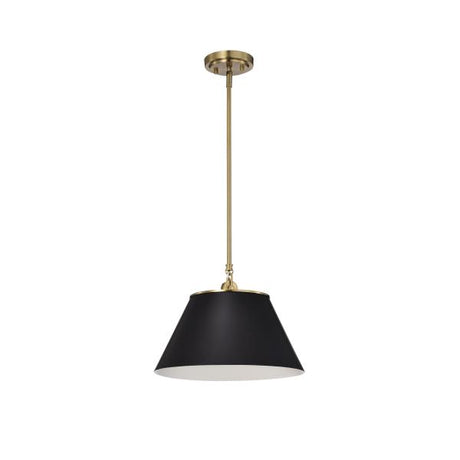 Dover - 1 Light - Medium Pendant - Black with Vintage Brass