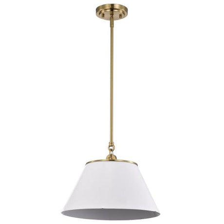 Dover - 1 Light - Medium Pendant - White with Vintage Brass