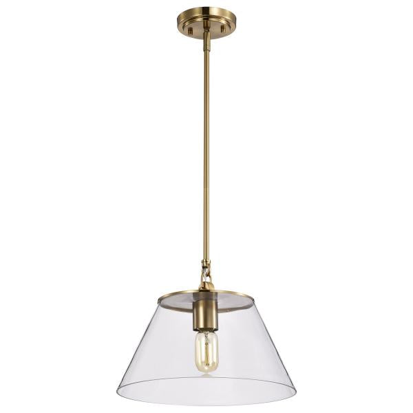 Dover - 1 Light - Medium Pendant - Vintage Brass with Clear Glass