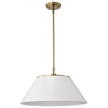 Dover - 3 Light - Large Pendant - White with Vintage Brass