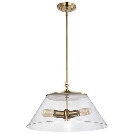Dover - 3 Light - Large Pendant - Vintage Brass with Clear Glass