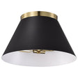 Dover - 3 Light - Small Flush Mount - Black with Vintage Brass