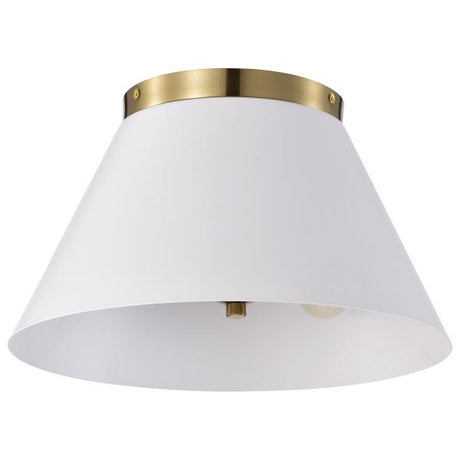 Dover - 3 Light - Small Flush Mount - White with Vintage Brass