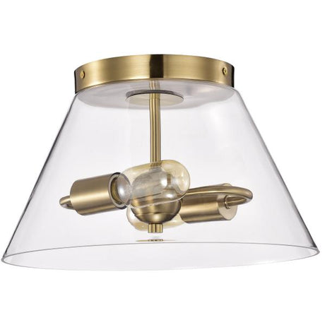 Dover - 3 Light - Small Flush Mount - Vintage Brass with Clear Glass