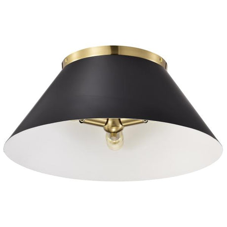 Dover - 3 Light - Large Flush Mount - Black with Vintage Brass