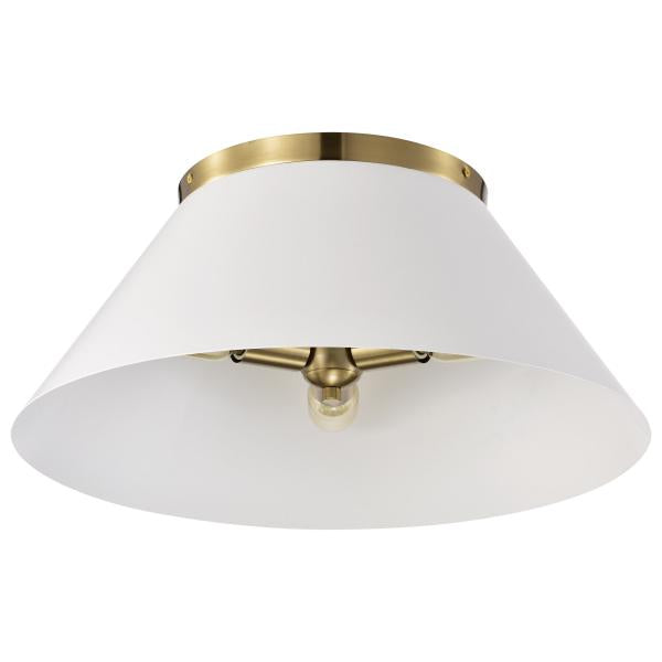 Dover - 3 Light - Large Flush Mount - White with Vintage Brass