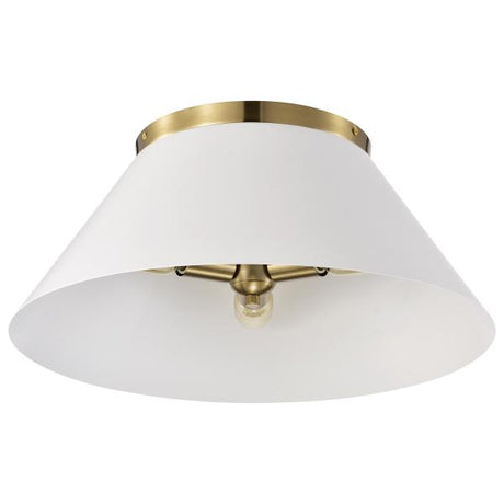 Dover - 3 Light - Large Flush Mount - White with Vintage Brass