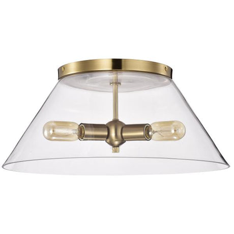 Dover - 3 Light - Large Flush Mount - Vintage Brass with Clear Glass