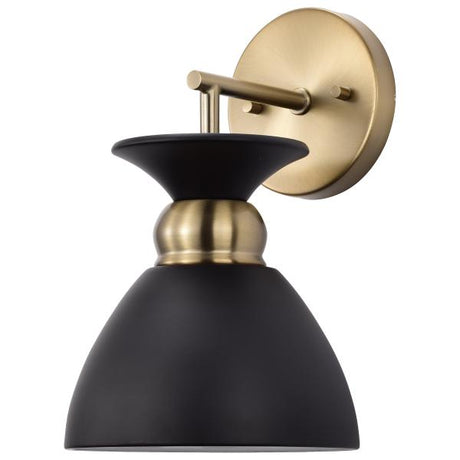 Perkins - 1 Light - Wall Sconce - Matte Black with Burnished Brass