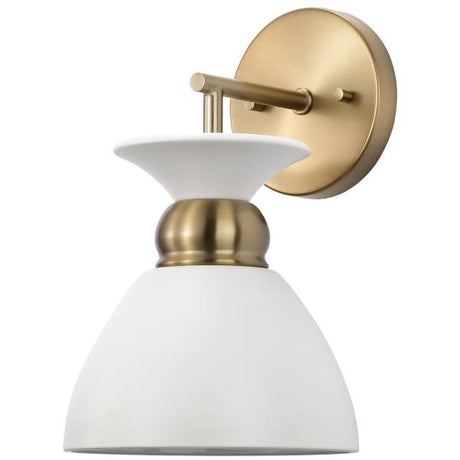 Perkins - 1 Light - Wall Sconce - Matte White with Burnished Brass
