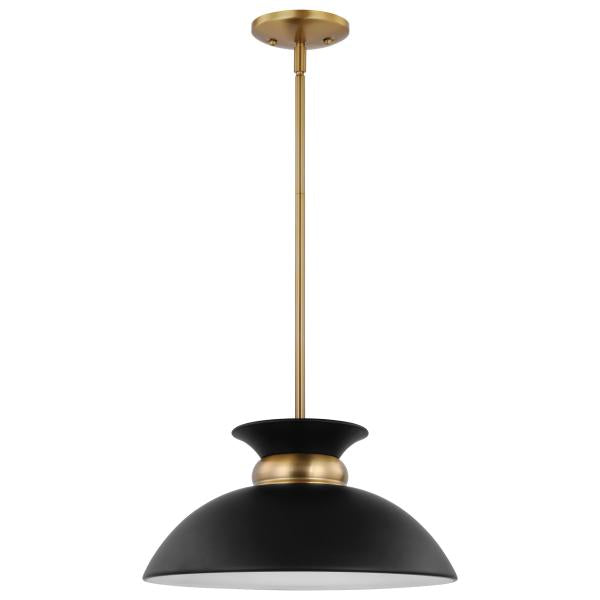 Perkins - 1 Light - Small Pendant - Matte Black with Burnished Brass