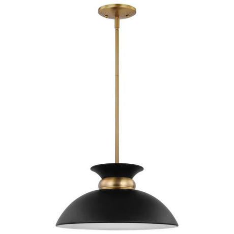 Perkins - 1 Light - Small Pendant - Matte Black with Burnished Brass