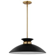 Perkins - 1 Light - Medium Pendant - Matte Black with Burnished Brass