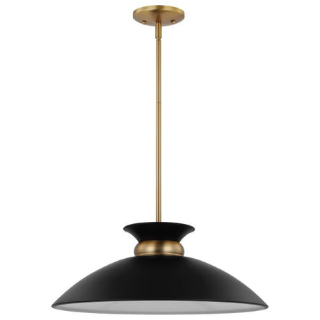 Perkins - 1 Light - Medium Pendant - Matte Black with Burnished Brass