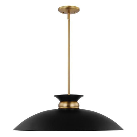 Perkins - 1 Light - Large Pendant - Matte Black with Burnished Brass