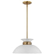 Perkins - 1 Light - Small Pendant - Matte White with Burnished Brass