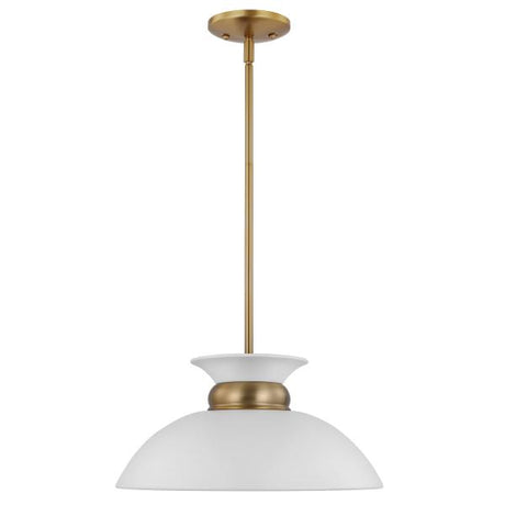 Perkins - 1 Light - Small Pendant - Matte White with Burnished Brass