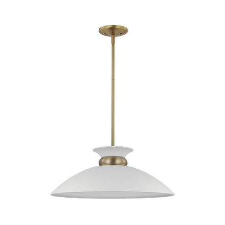 Perkins - 1 Light - Medium Pendant - Matte White with Burnished Brass