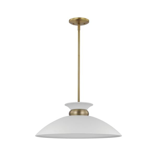 Perkins - 1 Light - Medium Pendant - Matte White with Burnished Brass