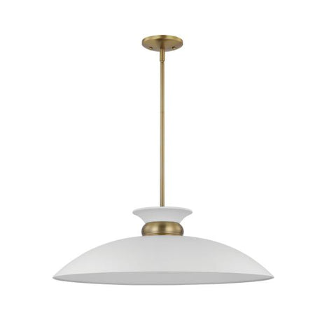Perkins - 1 Light - Large Pendant - Matte White with Burnished Brass