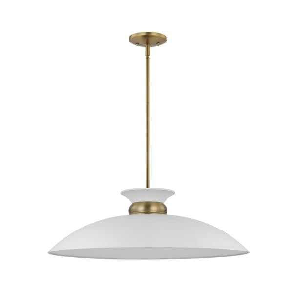 Perkins - 1 Light - Large Pendant - Matte White with Burnished Brass