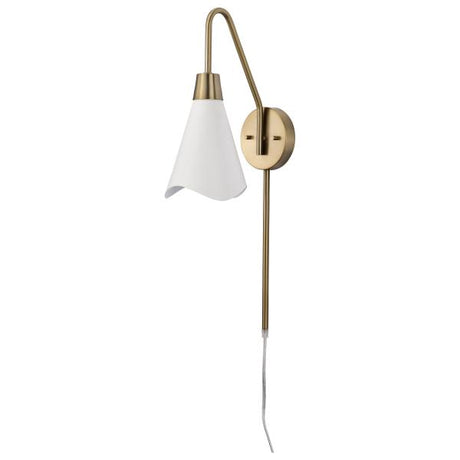 Tango - 1 Light - Wall Sconce - Matte White with Burnished Brass