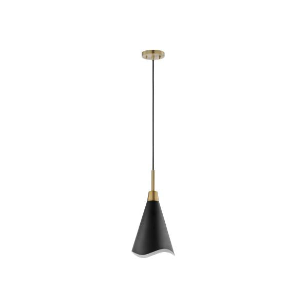 Tango - 1 Light - Small Pendant - Matte Black with Burnished Brass
