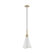 Tango - 1 Light - Small Pendant - Matte White with Burnished Brass