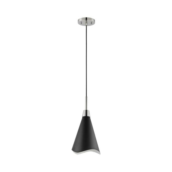 Tango - 1 Light - Small Pendant - Matte Black with Polished Nickel