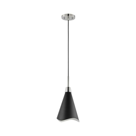 Tango - 1 Light - Small Pendant - Matte Black with Polished Nickel