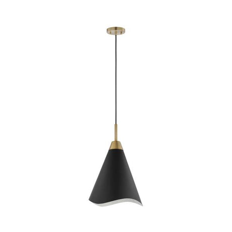 Tango - 1 Light - Medium Pendant - Matte Black with Burnished Brass
