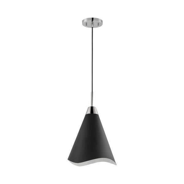 Tango - 1 Light - Medium Pendant - Matte Black with Polished Nickel