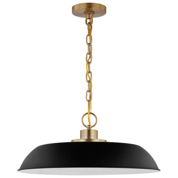 Colony - 1 Light - Medium Pendant - Matte Black with Burnished Brass