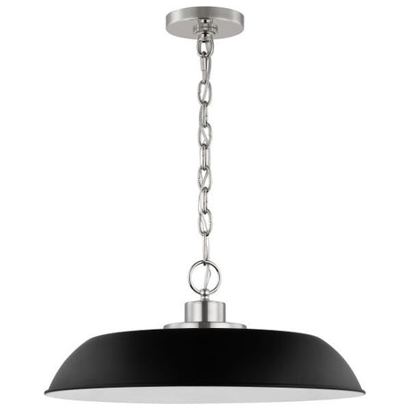 Colony - 1 Light - Medium Pendant - Matte Black with Polished Nickel