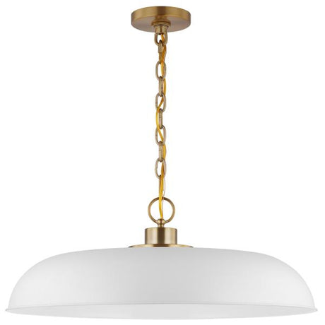 Colony - 1 Light - Large Pendant - Matte White with Burnished Brass